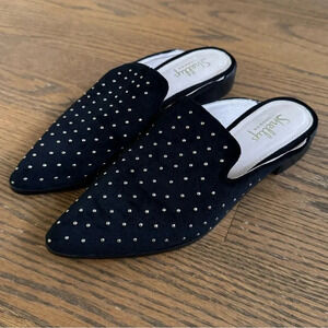 Shellys London Velvet Fantasia Gold Studded Slip On Mule women’s size 7.5